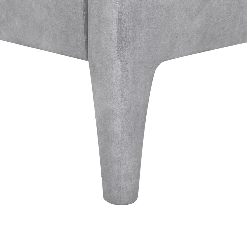 King-Size Light Gray Velvet Upholstered Bed with Minimalist Tufted Headboard