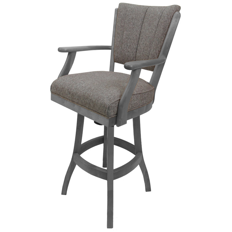 Mojave Gray Birch Swivel Bar Stool with Upholstered Seat