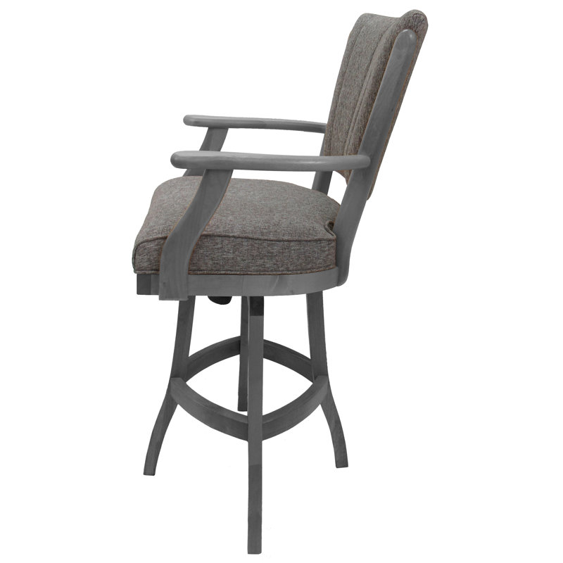 Mojave Gray Birch Swivel Bar Stool with Upholstered Seat