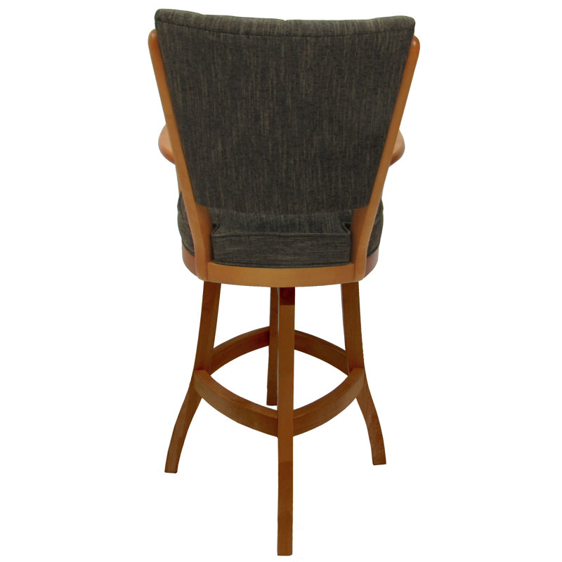 Sanora Brown & Honey 26'' Swivel Solid Wood Counter Stool with Upholstered Seat