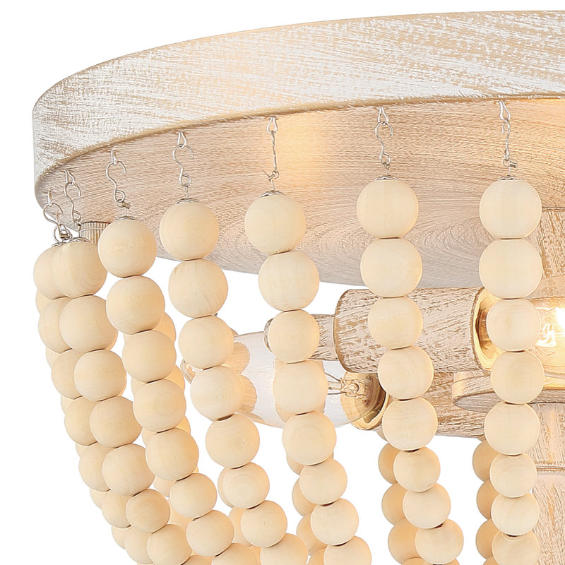 Farmhouse Chic 3-Light White and Gold Beaded Vanity Flush Mount