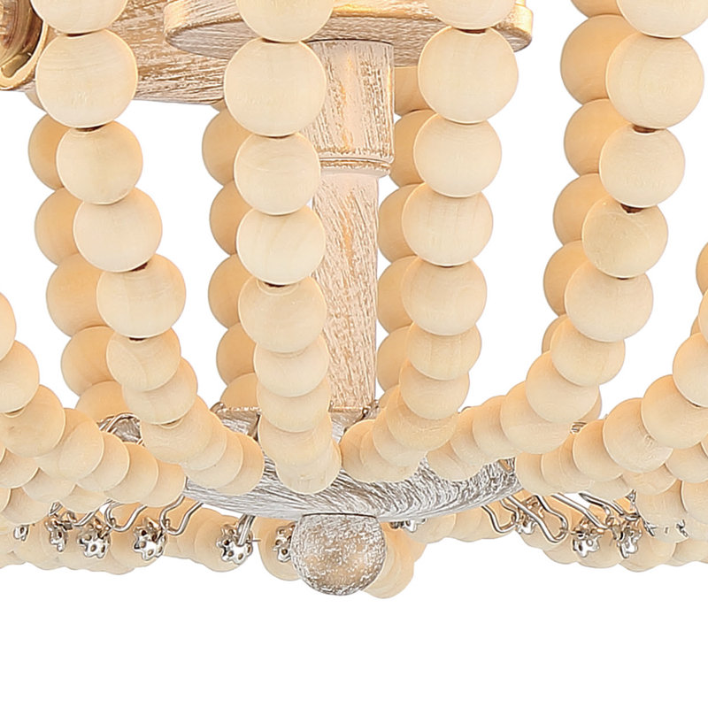 Farmhouse Chic 3-Light White and Gold Beaded Vanity Flush Mount