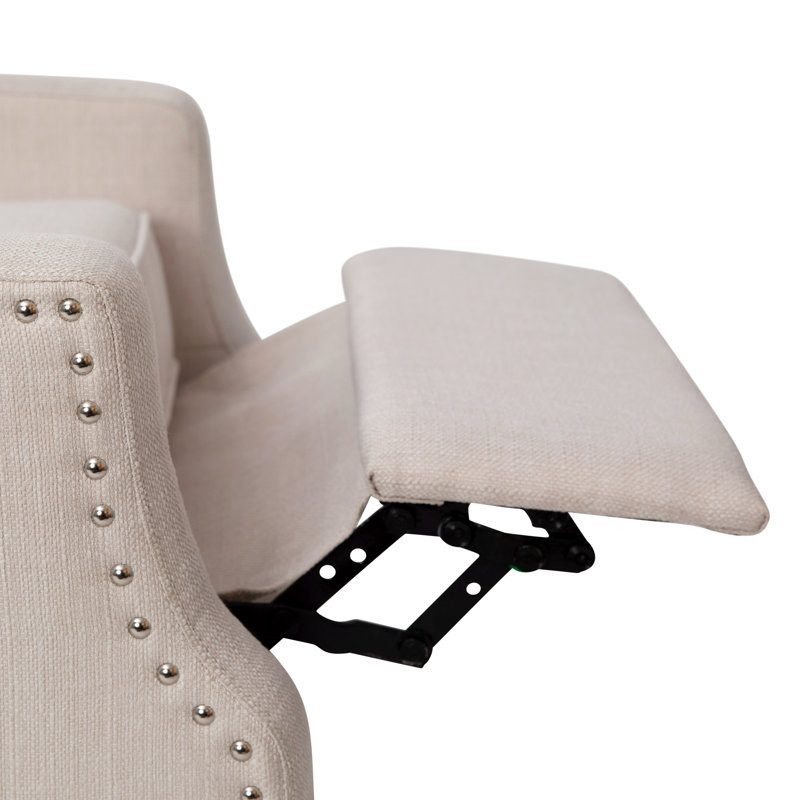 Off-White Metal Trim Wingback Recliner