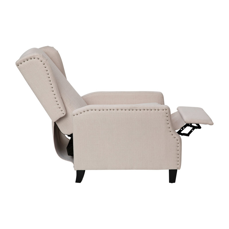 Off-White Metal Trim Wingback Recliner