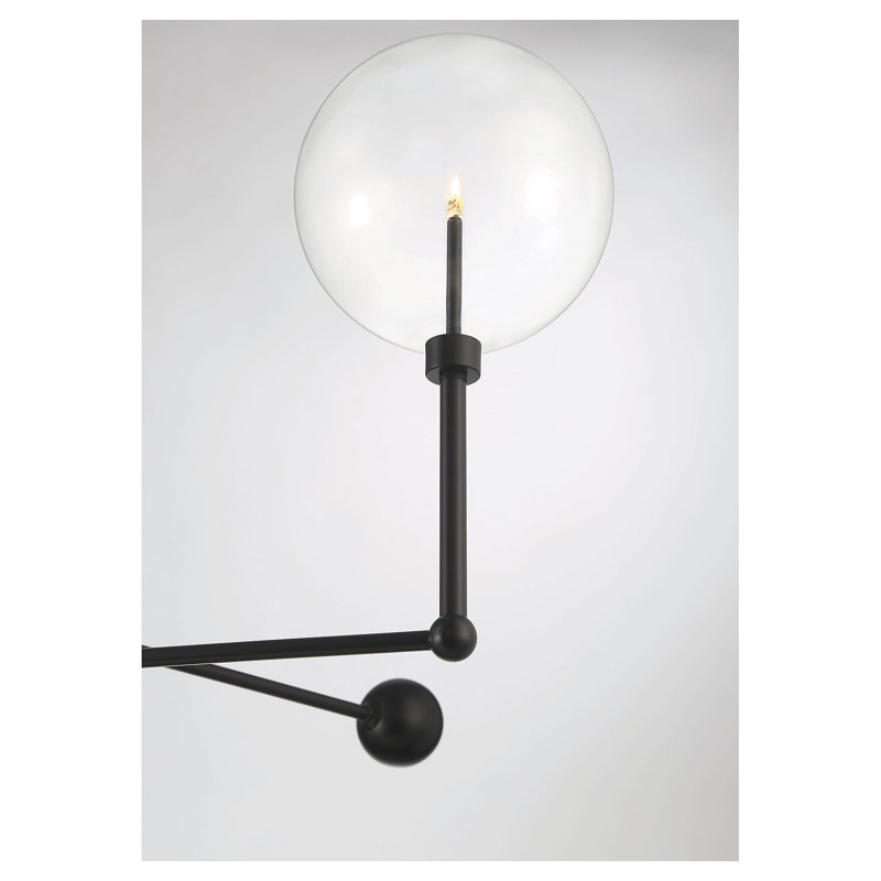 Oil Rubbed Bronze 3-Light Geometric Chandelier with Clear Glass Orbs