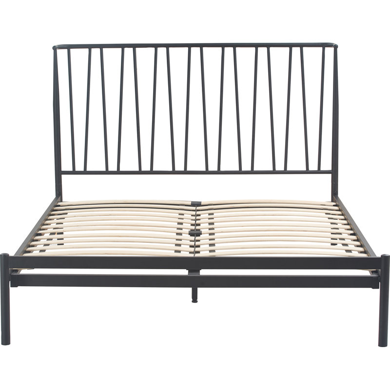 Stella Black Metal King Bed Frame with Slats