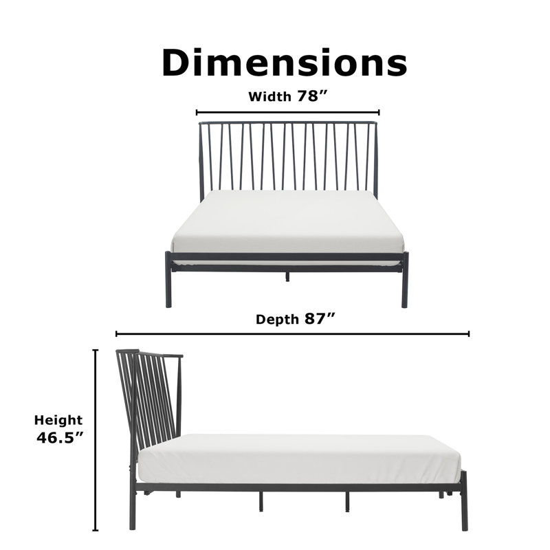 Stella Black Metal King Bed Frame with Slats