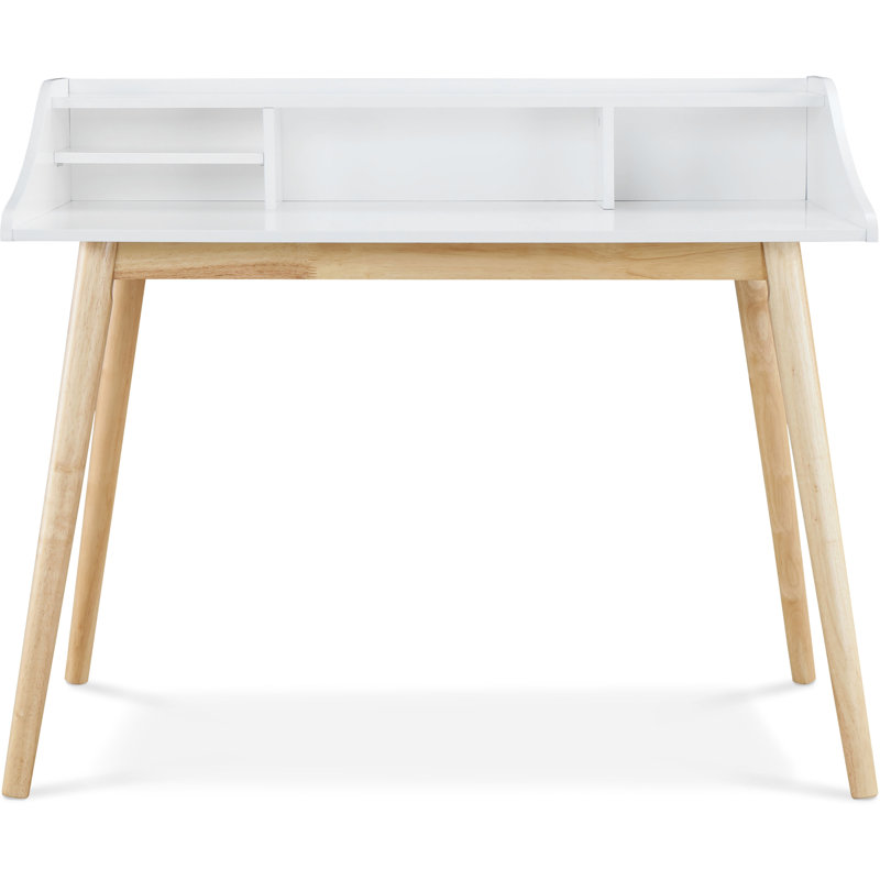 Alton Mid-Century Modern White Writing Desk with Flared Legs