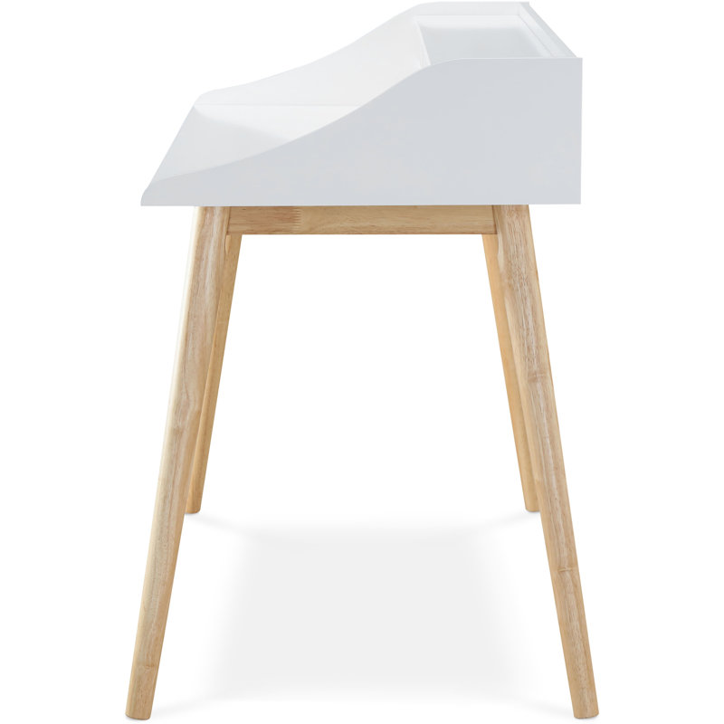 Alton Mid-Century Modern White Writing Desk with Flared Legs