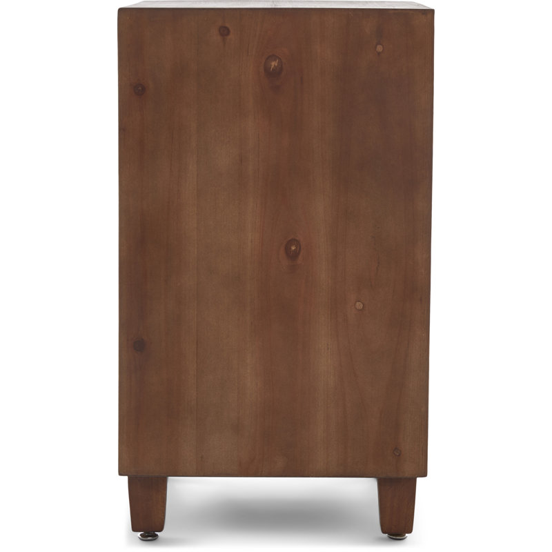Sawyer Minimalist Ash Wood 3-Drawer Bathroom Cabinet in Walnut Brown