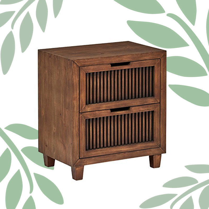 Sawyer Minimalist Ash Wood 2-Drawer Cabinet in Walnut Brown