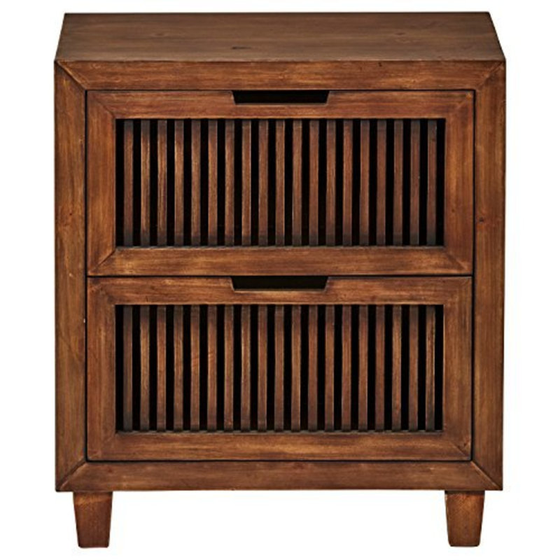 Sawyer Minimalist Ash Wood 2-Drawer Cabinet in Walnut Brown