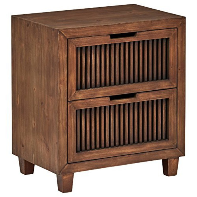 Sawyer Minimalist Ash Wood 2-Drawer Cabinet in Walnut Brown