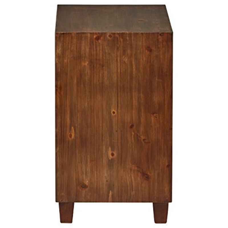 Sawyer Minimalist Ash Wood 2-Drawer Cabinet in Walnut Brown