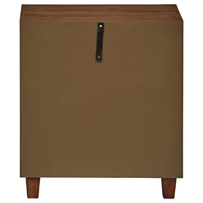 Sawyer Minimalist Ash Wood 2-Drawer Cabinet in Walnut Brown