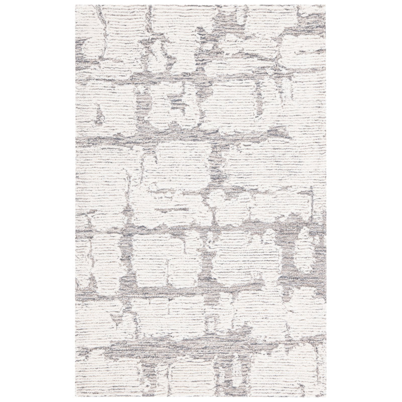 Martha Stewart Hand-Tufted Light Grey Wool Rectangular Rug