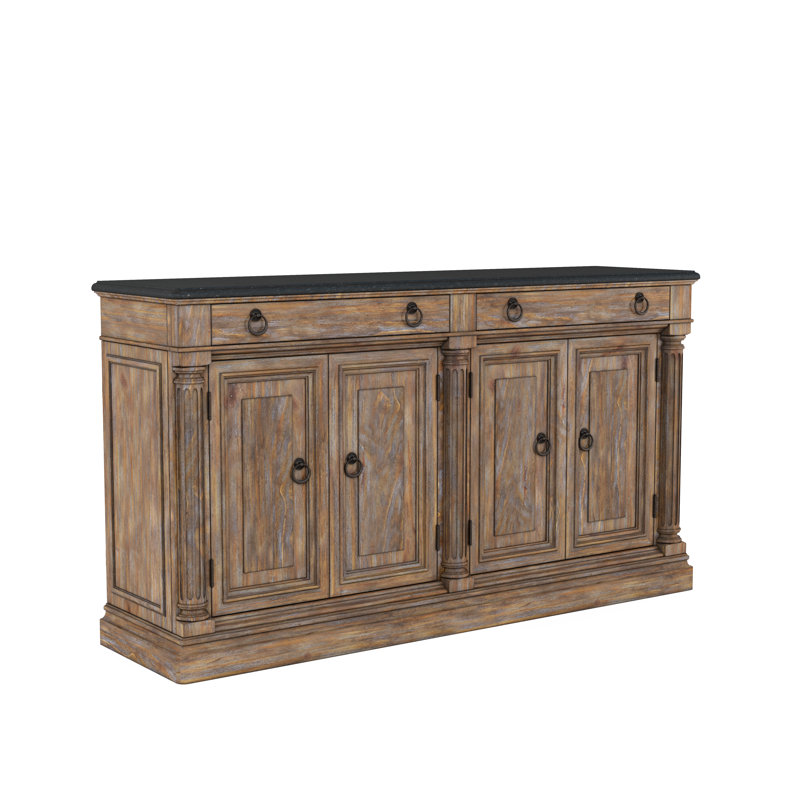 Architrave Almond Finish Pine & Alder Sideboard with Black Marble Top