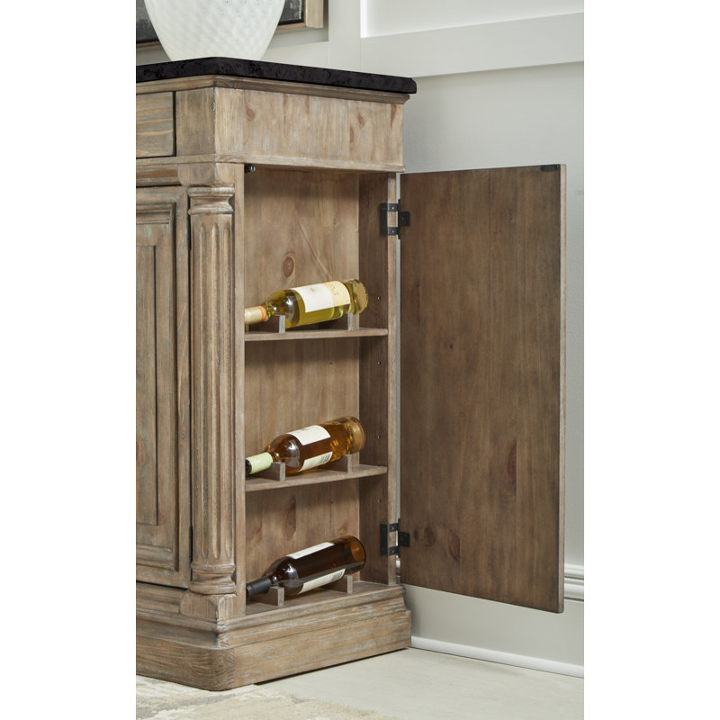 Architrave Almond Finish Pine & Alder Sideboard with Black Marble Top