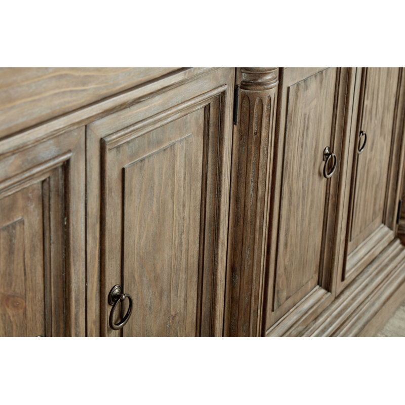 Architrave Almond Finish Pine & Alder Sideboard with Black Marble Top