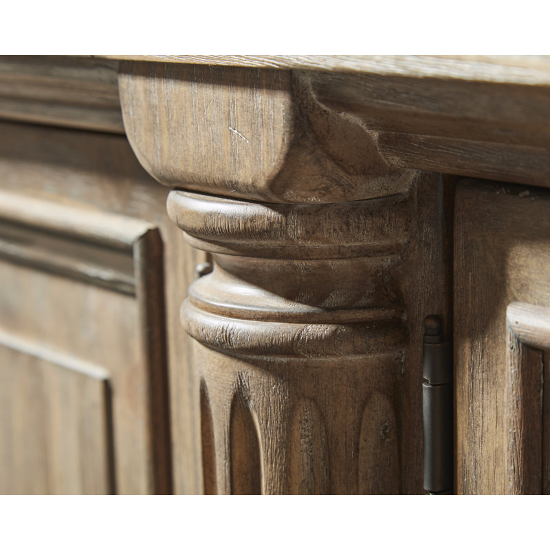 Architrave Almond Finish Pine & Alder Sideboard with Black Marble Top