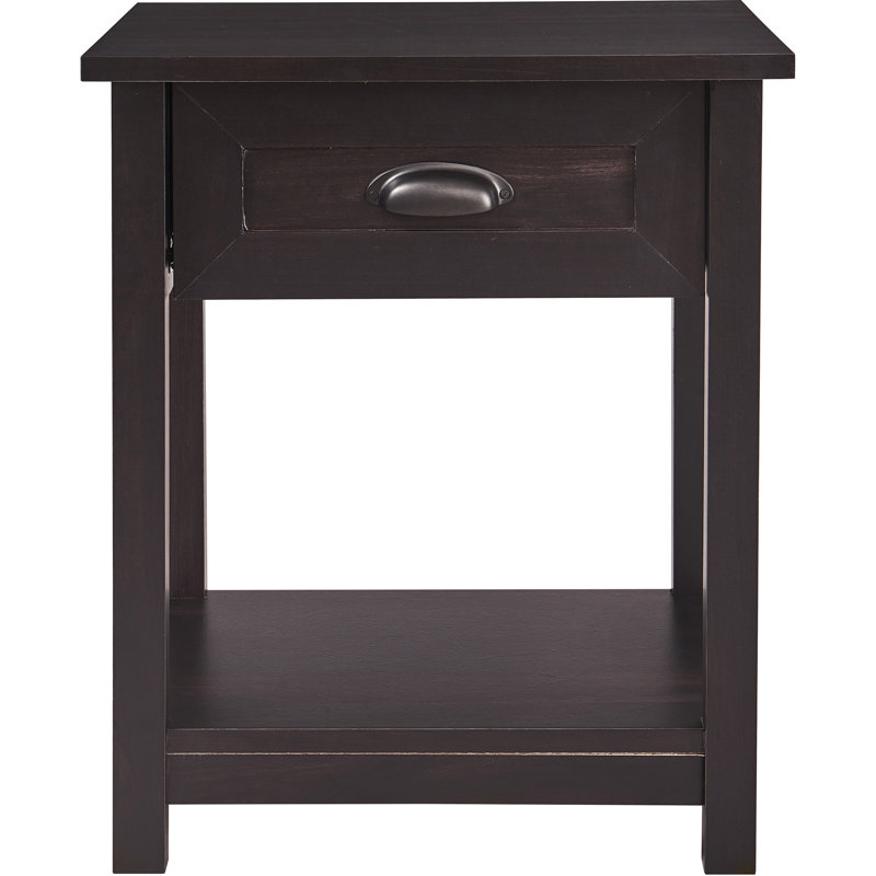 Bailey Traditional Black Wood 1-Drawer Nightstand with Shelf