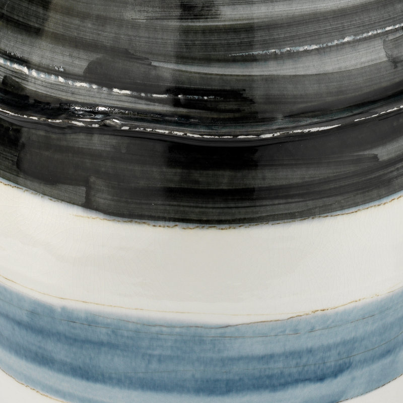 White and Blue Ceramic Round End Table