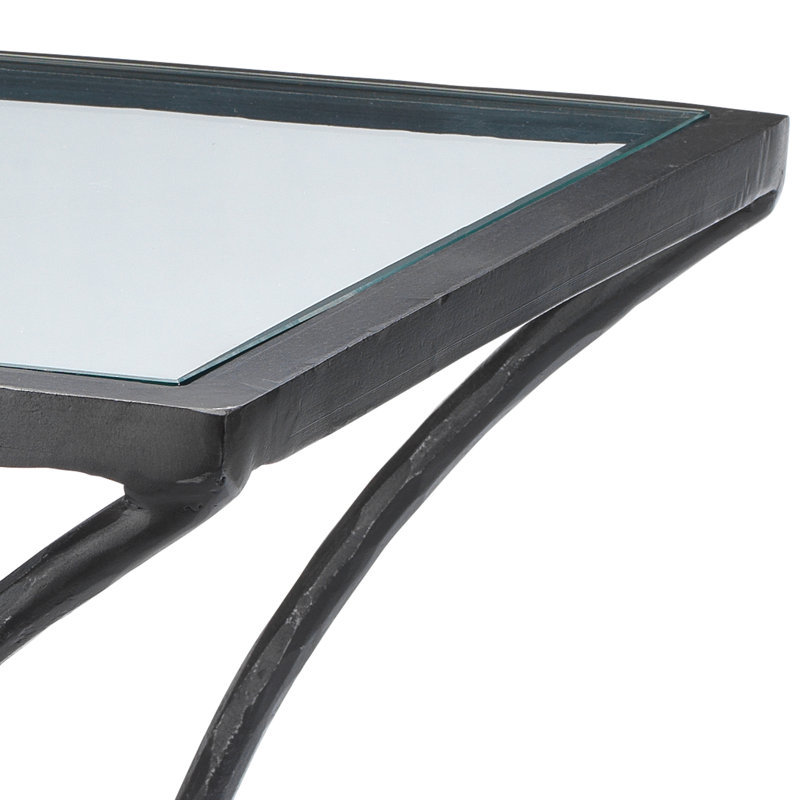 Black Rectangular Metal and Glass Minimalist Side Table