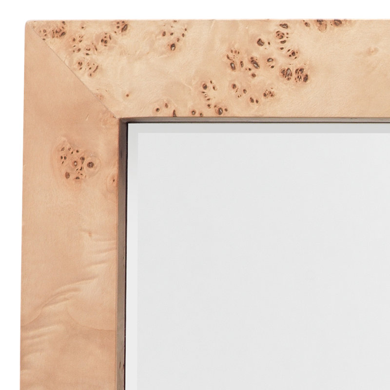 Natural Burl Wood Rectangular Wall Mirror