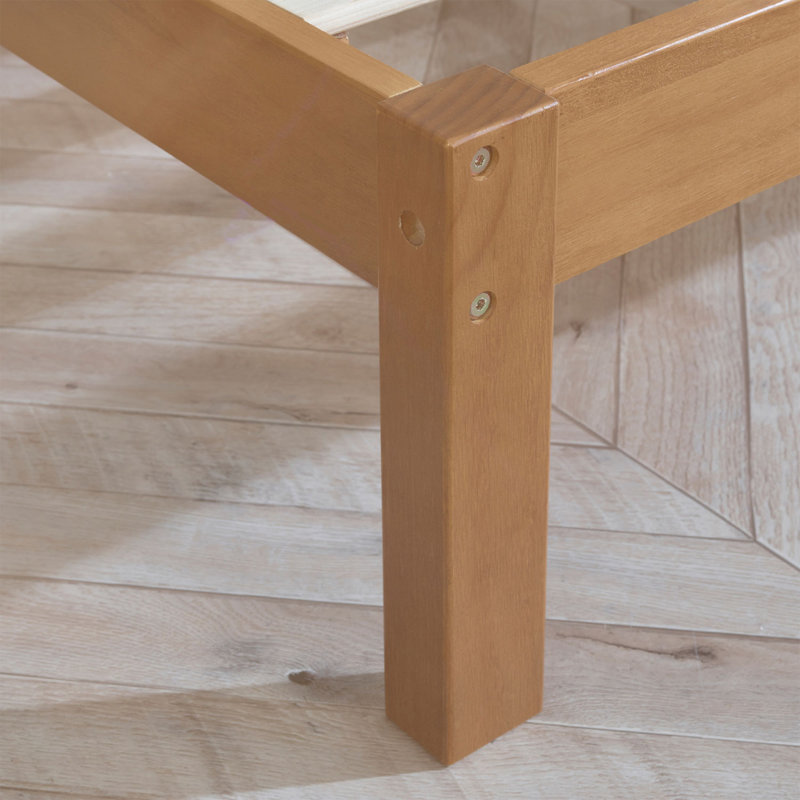 Rustic Pine Finish Full Platform Bed with Headboard and Storage Drawer
