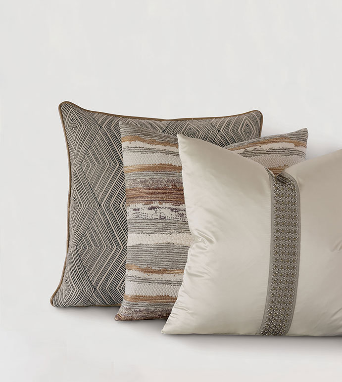 Naya Geometric Black and Beige Polyester Throw Pillow