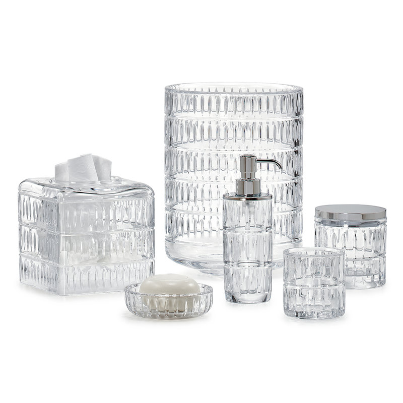 Clear Hand-Cut Crystal Freestanding Tissue Box Cover