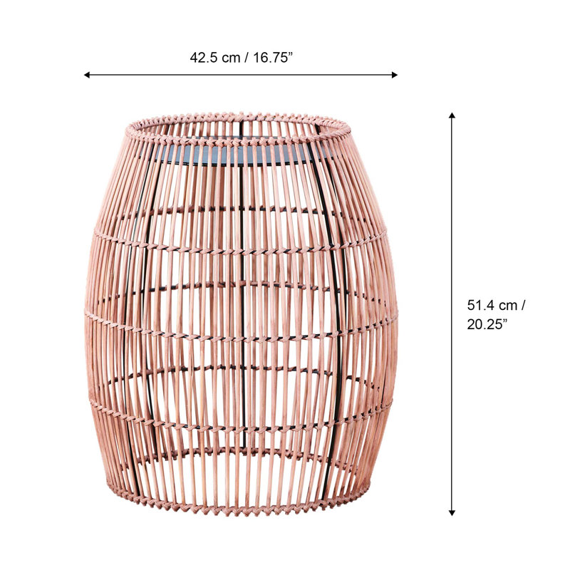 Bohemian Chic Bamboo Drum Side Table with Iron Top, 21"