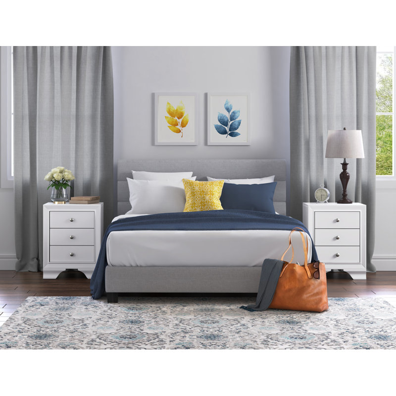 Edmond Traditional White 3-Drawer Nightstand with USB Charging