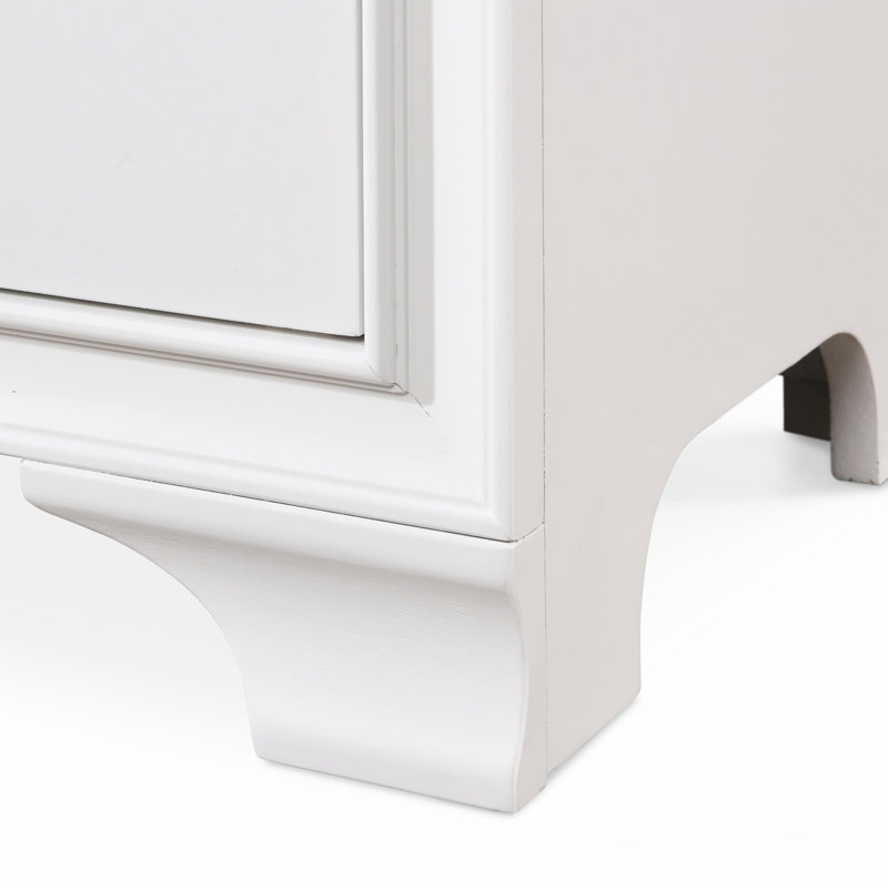 Edmond Traditional White 3-Drawer Nightstand with USB Charging
