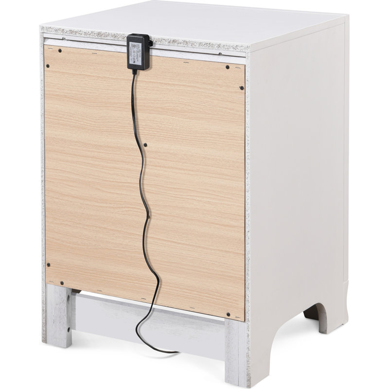 Edmond Traditional White 3-Drawer Nightstand with USB Charging