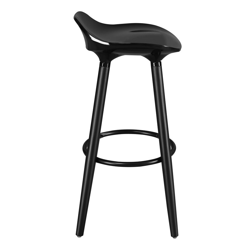 Noir Black Retro Chic Bar Stool with Metal & Wood Accents
