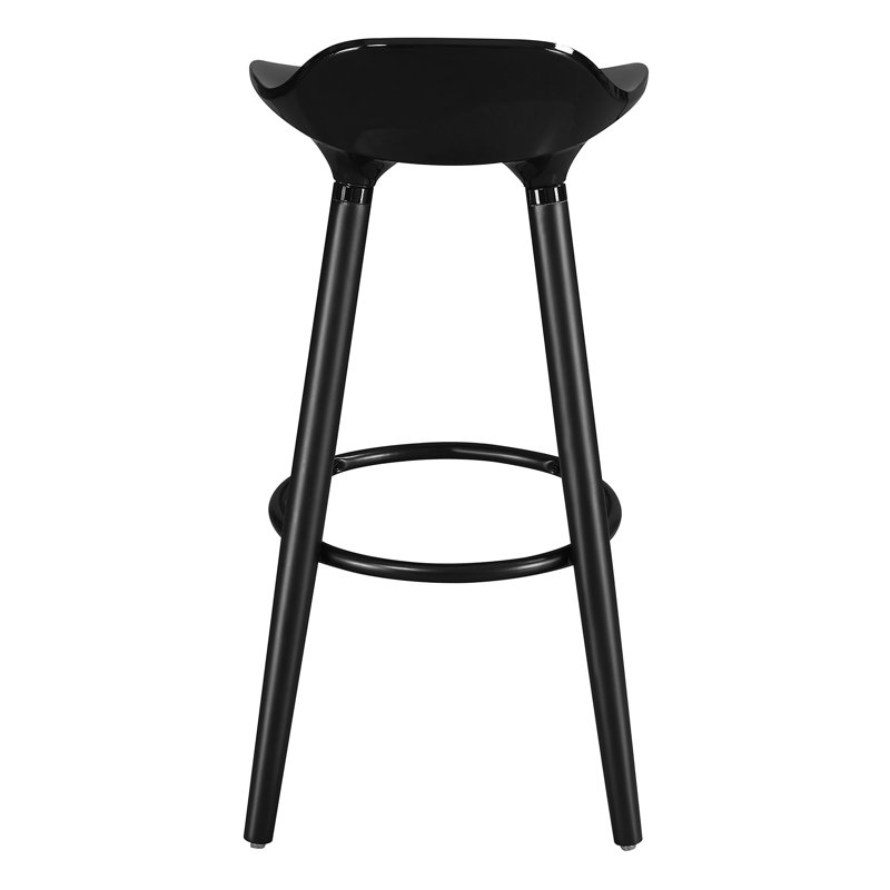 Noir Black Retro Chic Bar Stool with Metal & Wood Accents