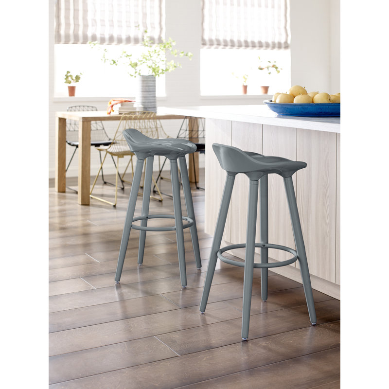 Chic Caroline Vintage-Inspired Gray Acrylic Bar Stool