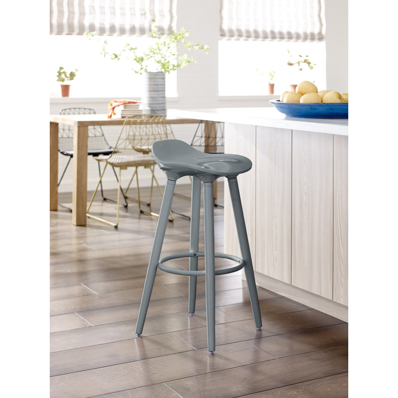 Chic Caroline Vintage-Inspired Gray Acrylic Bar Stool