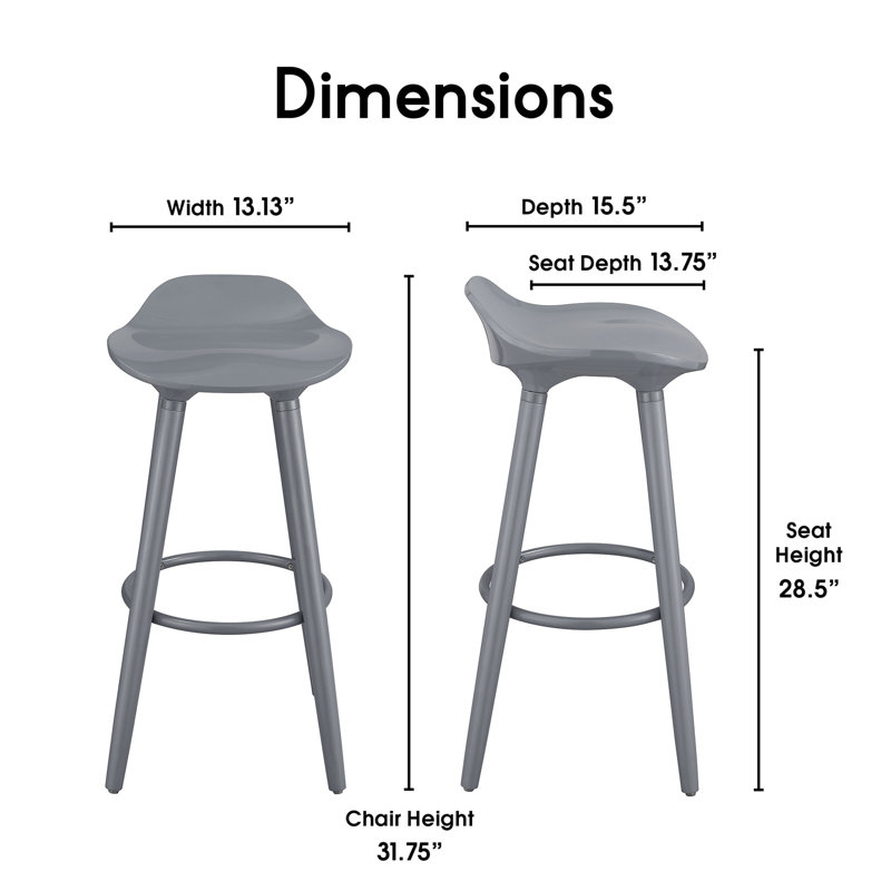 Chic Caroline Vintage-Inspired Gray Acrylic Bar Stool