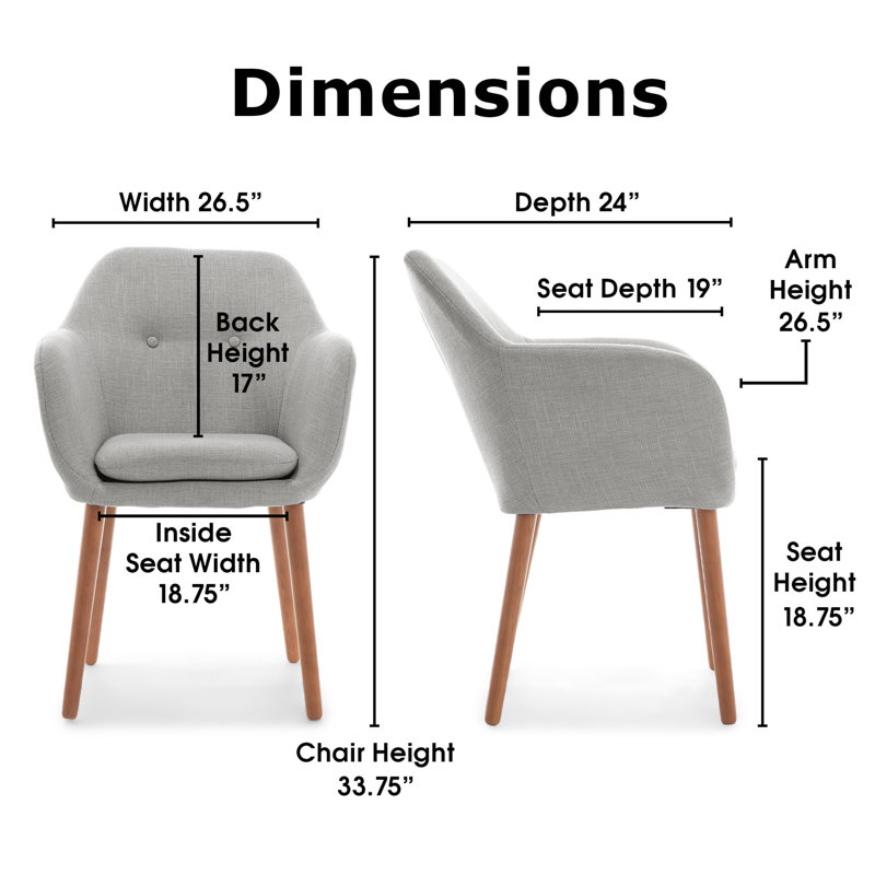 Mid-Century French Gray Accent Chair with Tapered Wooden Legs