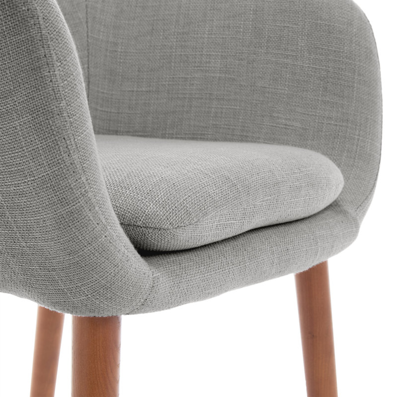 Mid-Century French Gray Accent Chair with Tapered Wooden Legs