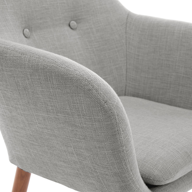 Mid-Century French Gray Accent Chair with Tapered Wooden Legs