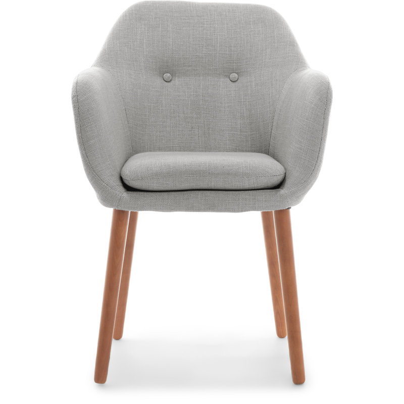 Mid-Century French Gray Accent Chair with Tapered Wooden Legs