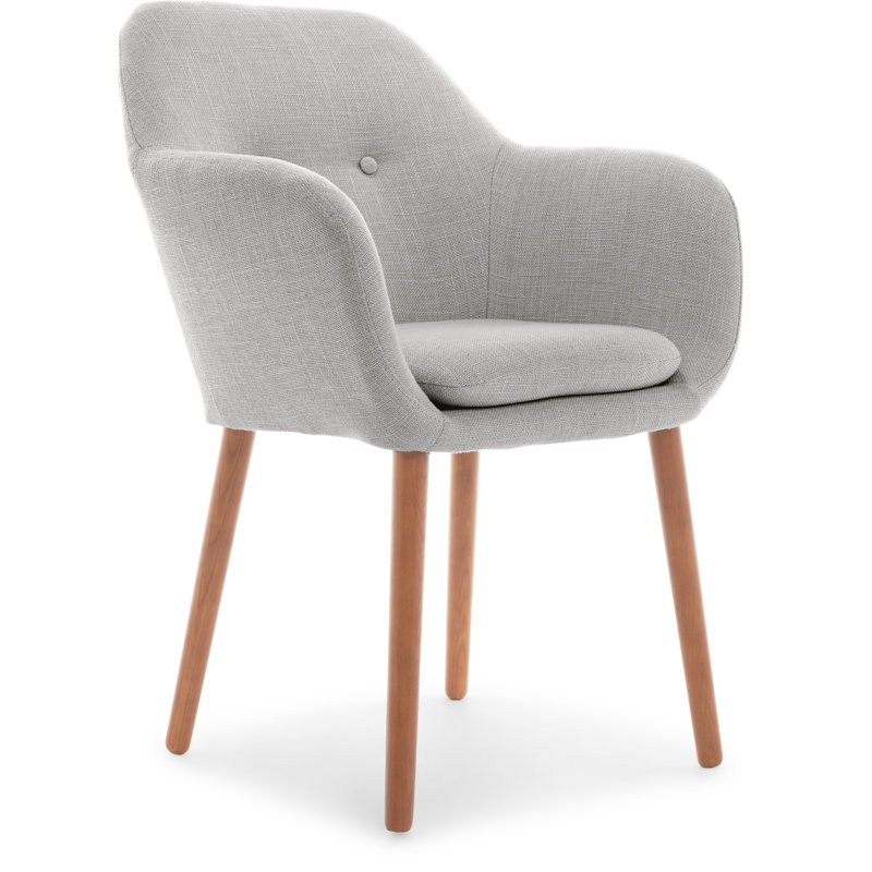 Mid-Century French Gray Accent Chair with Tapered Wooden Legs