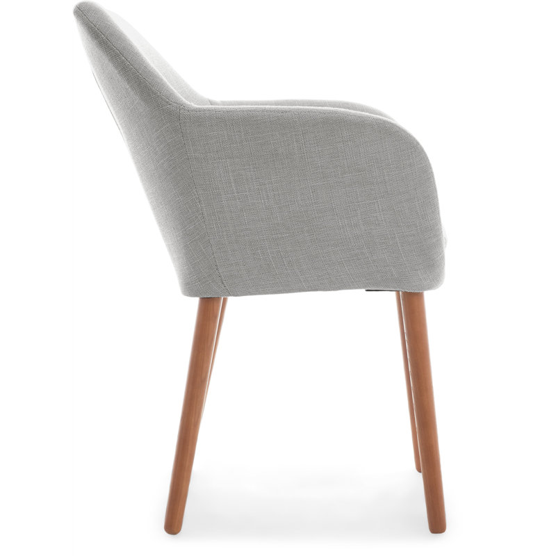 Mid-Century French Gray Accent Chair with Tapered Wooden Legs