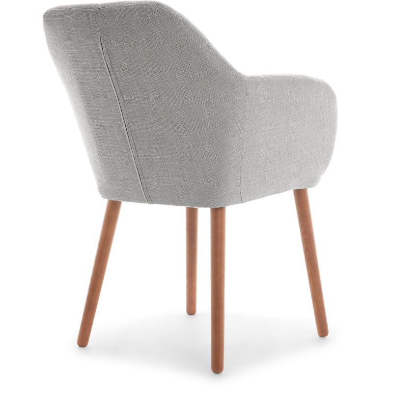 Mid-Century French Gray Accent Chair with Tapered Wooden Legs