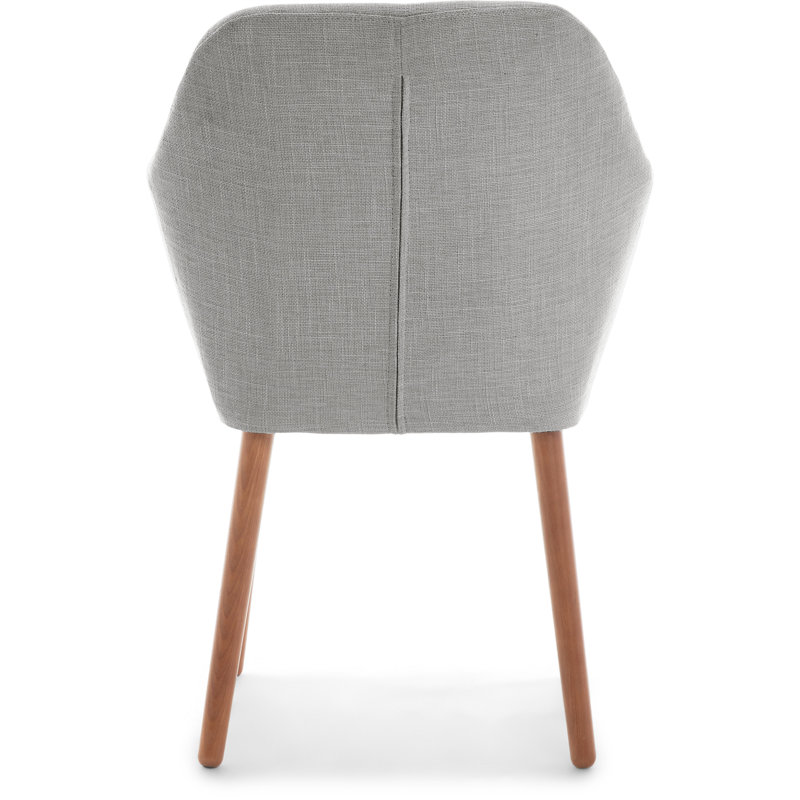 Mid-Century French Gray Accent Chair with Tapered Wooden Legs