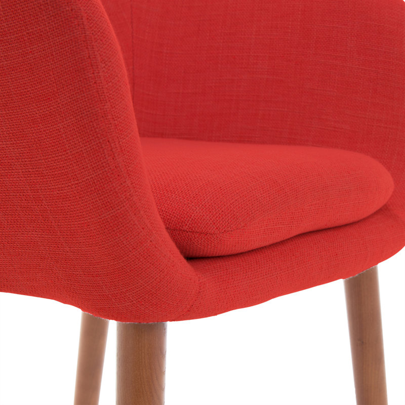 Chic French Red Mid-Century Accent Chair with Tapered Legs