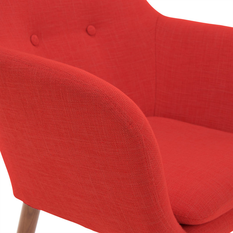Chic French Red Mid-Century Accent Chair with Tapered Legs